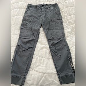 Jordan Lewis Cotton Moto cargo pants, size medium, zip detail at ankle.